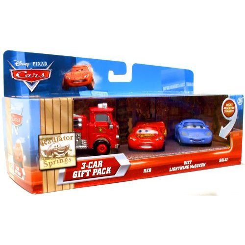 Disney / Pixar CARS Movie 155 Die Cast Car with Lenticular Eyes 3Car Gift Pack Red, Wet Lightning McQueen Sally