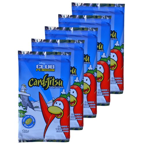 DISNEY CLUB PENGUIN ~ CARD-JITSU TRADING CARDS 5 x BOOSTER PACKS