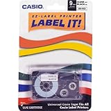 Label Printer Tape For CWL-300 - 9mm Tape, Black-On-Clear