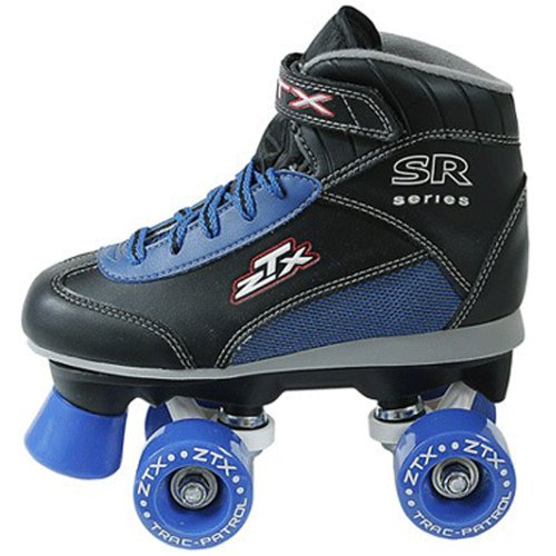 Pacer ZTX Boys Black Boots with Blue Wheels Quad Roller Skates Kids Girls Youth Childrens Beginner Recreational Junior Skating