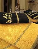 Armani International, Florenca Collection, Towels-Set (3-pc) Luxury European Embroidered, Laced, Tasseled, Set is in Black or Gold