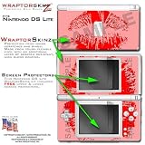 Big Kiss Red on Pink WraptorSkinz Skin kit fits Nintendo DS Lite (DS LITE NOT INCLUDED)