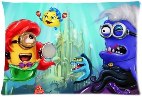 BeneLove Custom disney little mermaid and minion cartoon throw pillowcase cover Pillow Case 16x24 (Twin sides)