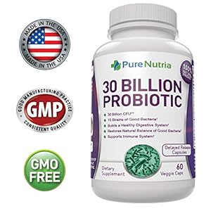 30 Billion Probiotic - 15 Strains of the BEST 100% Natural Probiotics Supplement for Weight Loss, Immune System Booster, Digestive System Health - 60 Vegetarian Capsules for 1 Month Supply