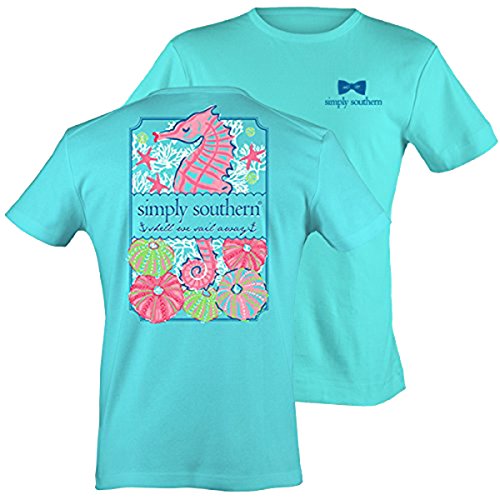 Simply Southern Preppy Short Sleeve T-Shirt - Shell We Seahorse (Large)