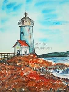 Amazon.com: PAINTING LANDSCAPE SEASCAPE LIGHTHOUSE SHORE SEA SKY ART 