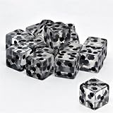 16mm 6-sided Square Cornered Translucent Dice, Clear with Black