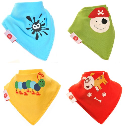 Zippy Fun Baby Bandana Drool Bibs (4 Pack Gift Set) Fun Characters