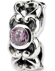Reflection Beads Silver Pink CZ Hearts Connector bead