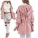 Taiduosheng Women's Warm Plus Size Hooded Long Adjust Ribbon Trench Outwear Windbreaker
