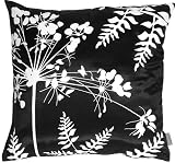 Pillow Decor - Black with White Spring Flower and Ferns 16
