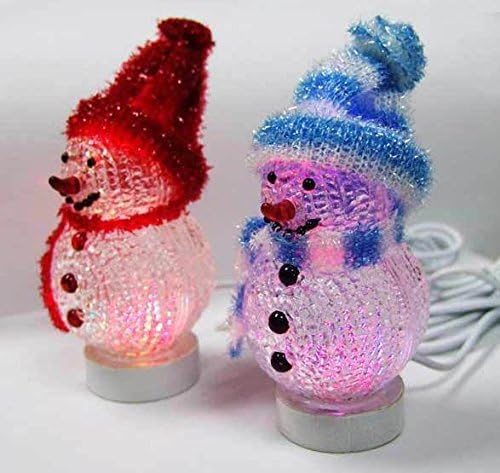 TINNZTES USB Powered 7 Colors Changing Desk LED Snowman Christmas Decoration (Blue&amp;White)