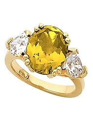 14K Yellow Gold Citrine and Diamond Ring -- LIFETIME WARRANTY