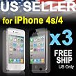 3 Piece Crystal Clear Screen Protector for iPhone 4 and iPhone 4S