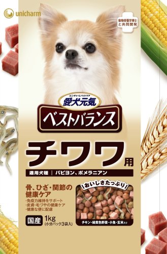 愛犬元気 ベストバランス チワワ用 チキン・緑黄色野菜・小魚・玄米入り 1kg
