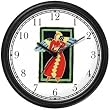 Woman Angel in Red & Gold - Cherub, Angel or Cupid Theme Wall Clock by WatchBuddy Timepieces (Black Frame)