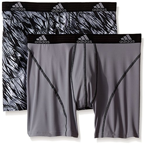 adidas Men's Sport Performance Climalite Boxer Brief Underwear (2 Pack), Black Draven/Grey/Black, Small/Waist Size 28-30
