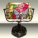 Tiffany Style Butterfly Red Poppies Glass Bankers Desk Lamp