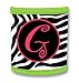 Koozie Pink Zebra Monogram G