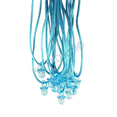 24 Pcs 3/4" Mini Turquoise Plastic Pacifier Necklaces"Don't Say Baby!" for Baby Shower Party Game/Favors