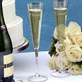 Modern Flare Bride Groom Toasting Flutes