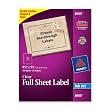 25 LABELS 08665 8.5X11 CLEAR FULL SHEET LABELS FOR INKJETS