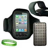 Apple iPod touch 32 GB 64 GB 8GB (4th Generation) NEWEST MODEL Exercise Armband and Smoke Diamond Crystal TPU Argyle Skin + Live * Laugh * Love Vangoddy Wrist Band!!! ( iTouch 4g Not Included )