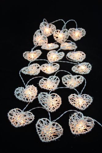 Natural White Heart Set Rattan Ball String Lights Fairy Party Decor Wedding Bedroom Garden Spa and Holiday Lighting