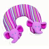 Maison Chic Elephant Knit Travel Pillow, Fuchsia/Blue/White