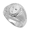 Sterling Silver Ring - Cross - Clear CZ - Satin Finish - 17 mm x 5 mm, Sizes 9-13