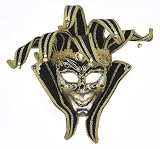 Deluxe Black and Gold Jester Mask