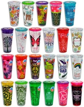 Double Walled Cup with Straw 20 Ounce (Psychedelic)