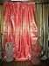 Rod Pocket - Pair Red Gold Brocade Silk Sari Saree Curtains