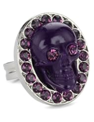 Tarina Tarantino "Classic" Deep Purple Skull Ring, Size 6.5
