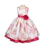 Flower Girl Dresses - Floral Tafetta Dress with Pink Fuchsia Accents and Flower (Size 1/2 - 11/12)