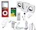 9 In 1 Accessory Bundle Combo for Apple Ipod Nano Chromatic 4th Generation 8gb, 16gb Series: Clear Crystal Hard Case Cover, USB 2in1 Data Sync Cable, Car Charger, Wall / Travel / AC Adapter Charger, 3.5mm Stereo Headset, Earbud Caps (come with 3 different sizes), Belt Clip, Portable Foldable Speaker Dock, and a Screen Protector by HappyZone