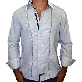 ENGLISH LAUNDRY Mens Vintage Fashion Long Sleeve Woven Button Down Dress Shirt Blue