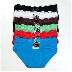 Women's 12-pack Low Rise Bikini Panties with Lace Trim