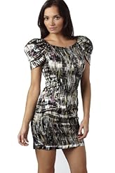 General Print Puff Sleeves Polyester/Satin/Spandex/Viscose  Dress