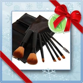 7pc Professional Mineral Bare Makeup Brush Set Black VEGAN!