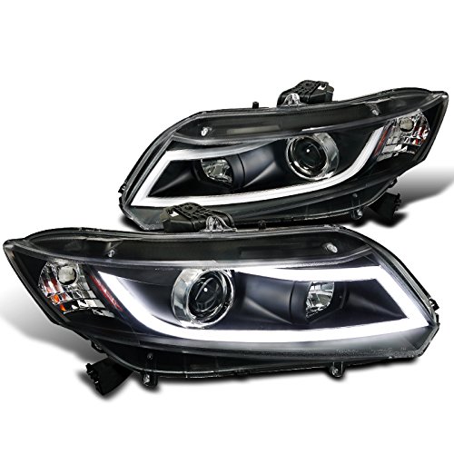 Spec-D Tuning 2LHP-CV12JM-8V2-TM Honda Civic LED Light Bar Projector Headlights Black
