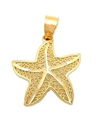 14k Gold Starfish Charm Sea Life Beach Jewelry 16.5mm