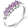 5 stone Sterling Silver Rhodium Finish Princess Cut Pink Sapphire Band Ring Size 8
