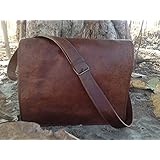 Leather Bags Now Unisex Cross Shoulder Full Flap Laptop Leather Messenger Bag Satchel Dark Brown