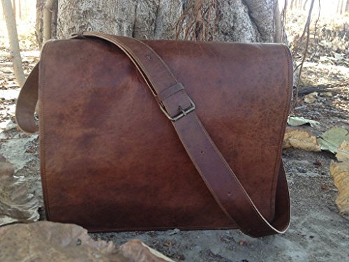 Leather Bags Now Full Flap Laptop Leather Messenger Bag Satchel Dark Brown