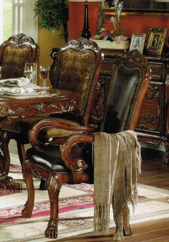 Set of 2 Dining Arm Chairs in Brown Cherry Finish On Sale