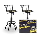 2 Pittsburgh Steelers Football Black Adjustable Barstools