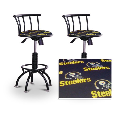 2 Pittsburgh Steelers Football Black Adjustable Barstools