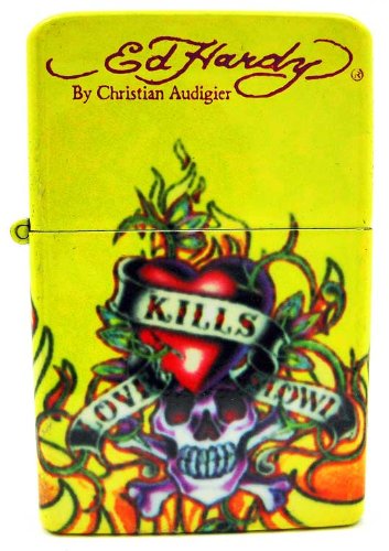Licensed Ed Hardy Love Kills Slowly Refillable Lighter