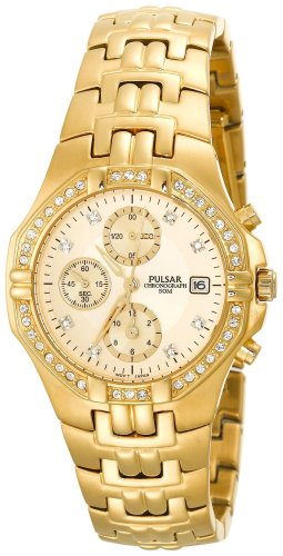 Pulsar Men's PF8174 Crystal Accented Chronograph Gold-Tone Stainless Steel Watch
